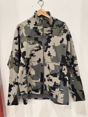 KUIU Peloton 240 Full Zip Hoodie Mens XL Vias Camo Grid Fleece Hunting